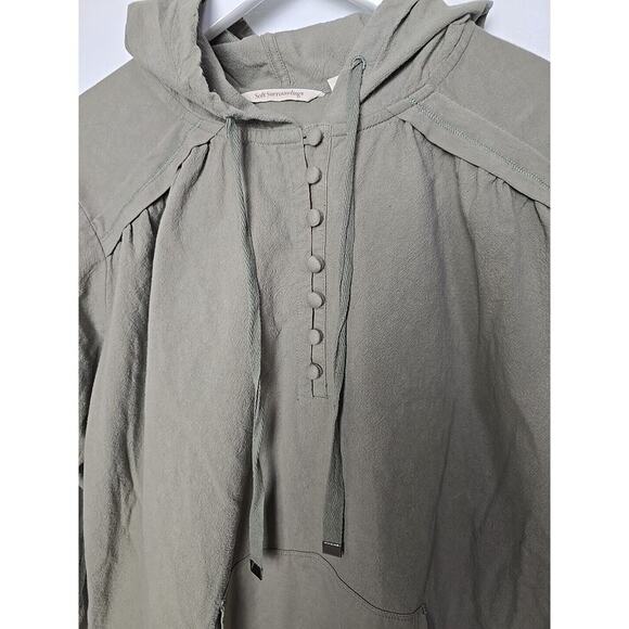 Soft Surroundings Neutral Olive Green Cotton Pullover Hoodie Small Cottagecore - Picture 3 of 8
